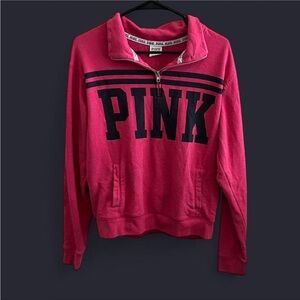 PINK Victoria's Secret Bold Pink Quarter-Zip Sweater